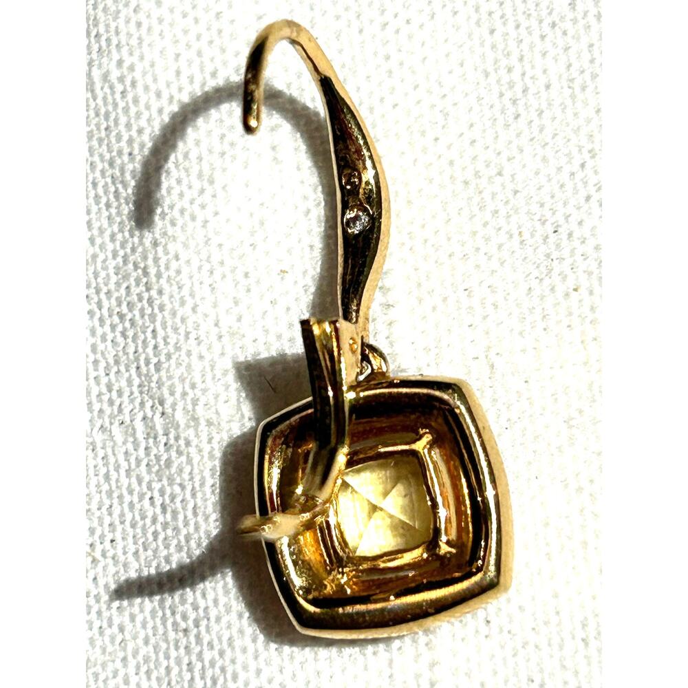 NADRI Yellow CZ Halo Crystal 18k Gold Plated Lever Back Earrings - Picture 5 of 10